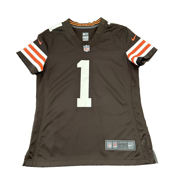 New Cleveland Browns #1 Mom On-Field Jersey Size Women's Small - Picture 1 of 8
